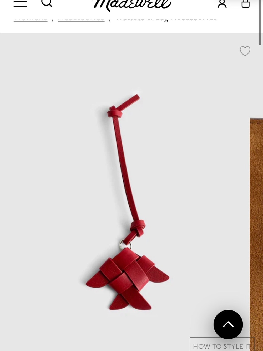 Madewell Red Woven Leather Key/Bag Charm